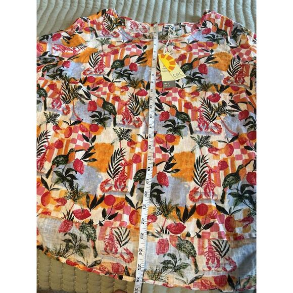 C&C California Women's Top 100% Linen Size 1X NWT - Picture 6 of 6